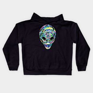 Alien Head Tie Dye Outer Space Aesthetic Retro Kids Hoodie